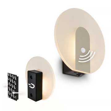 Briloner 3889012 - Aplique de parede LED recarregável com sensor de movimento e de crepúsculo TARO LED/2,5W/5V 1800 mAh cromado mate