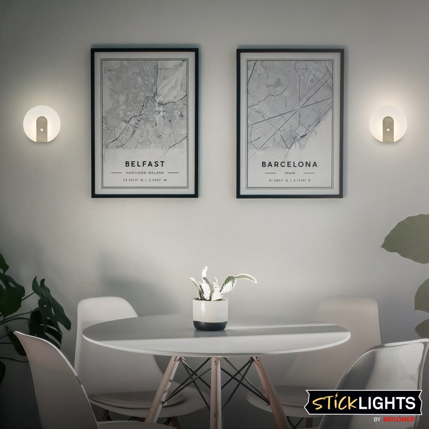 Briloner 3889012 - Aplique de parede LED recarregável com sensor de movimento e de crepúsculo TARO LED/2,5W/5V 1800 mAh cromado mate