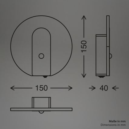 Briloner 3889012 - Aplique de parede LED recarregável com sensor de movimento e de crepúsculo TARO LED/2,5W/5V 1800 mAh cromado mate
