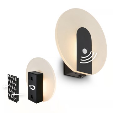 Briloner 3889015 - Aplique de parede LED recarregável com sensor de movimento e de crepúsculo TARO LED/2,5W/5V 1800 mAh preto
