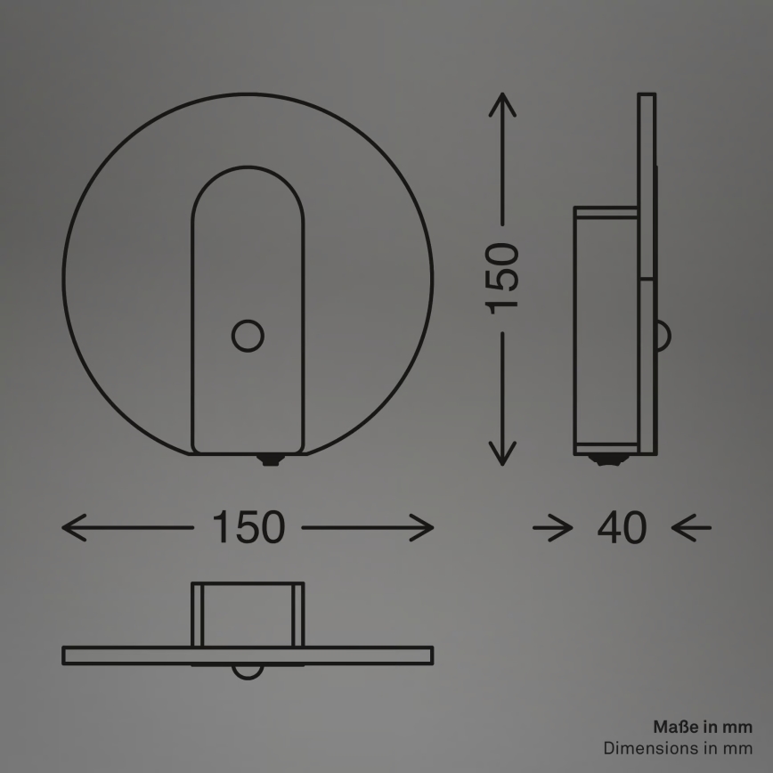 Briloner 3889015 - Aplique de parede LED recarregável com sensor de movimento e de crepúsculo TARO LED/2,5W/5V 1800 mAh preto