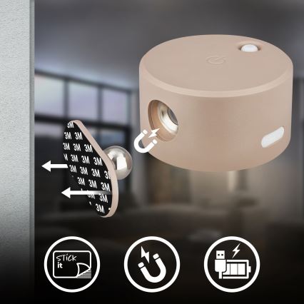 Briloner 3896011 - Aplique de parede LED recarregável e regulável TARI LED/1,6W/5V 1500 mAh bege