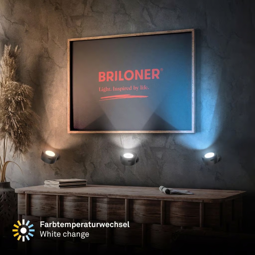 Briloner 3896015 - Aplique de parede LED recarregável dimerizável TARI LED/1,6W/5V 1500 mAh preto