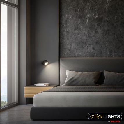 Briloner 3896015 - Aplique de parede recarregável LED dimerizável TARI, 1,6 W/5 V, 1500 mAh, preto