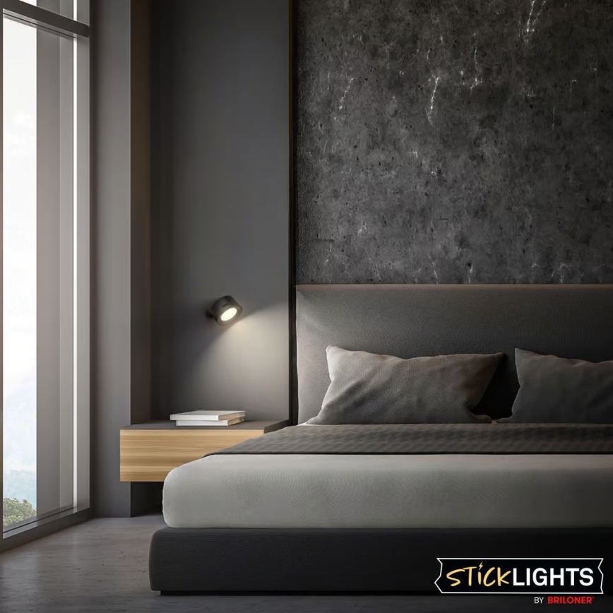 Briloner 3896015 - Aplique de parede recarregável LED dimerizável TARI, 1,6 W/5 V, 1500 mAh, preto