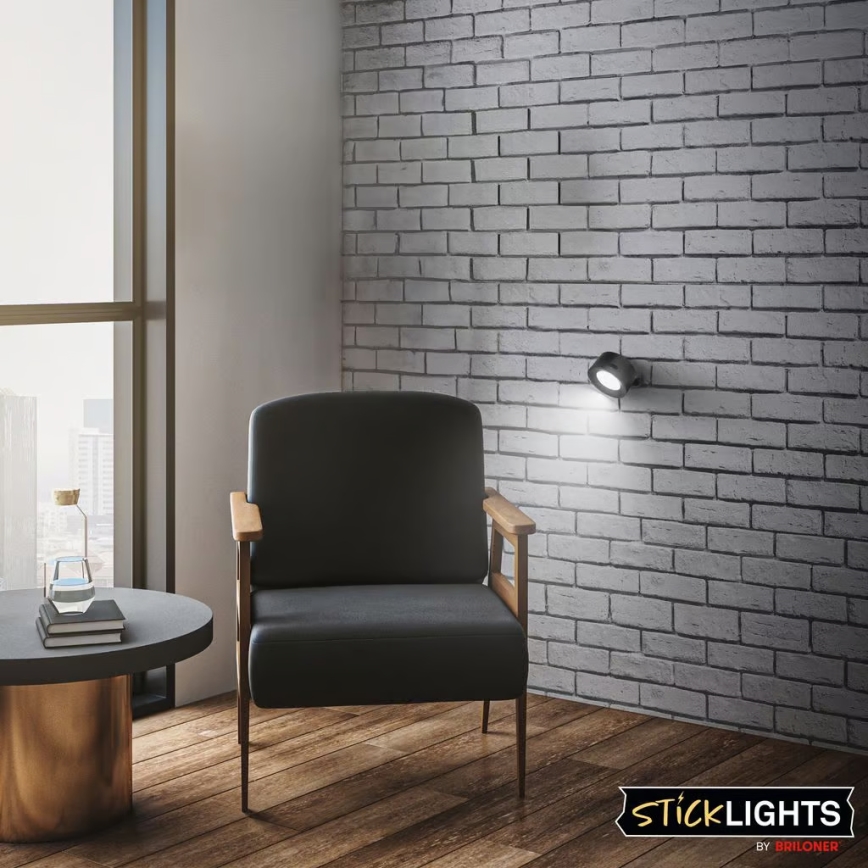 Briloner 3896015 - Aplique de parede recarregável LED dimerizável TARI, 1,6 W/5 V, 1500 mAh, preto