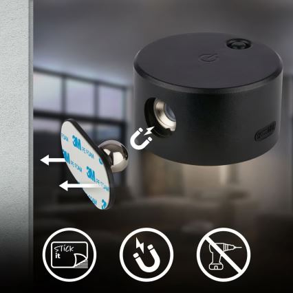 Briloner 3896015 - Aplique de parede recarregável LED dimerizável TARI, 1,6 W/5 V, 1500 mAh, preto