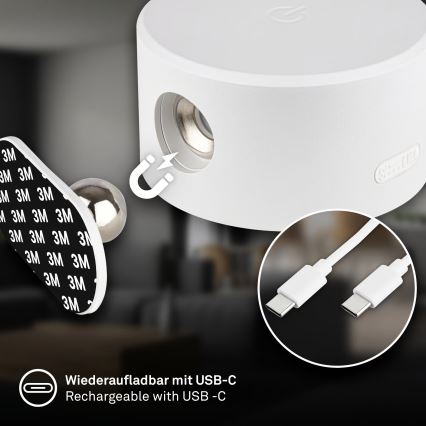 Briloner 3896016 - Aplique de parede recarregável LED regulável TARI LED/1,6W/5V 1500 mAh branco