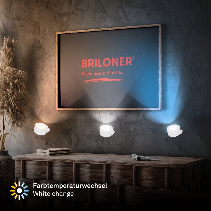 Briloner 3896016 - Aplique de parede LED recarregável e dimerizável TARI LED/1,6W/5V 1500 mAh branco