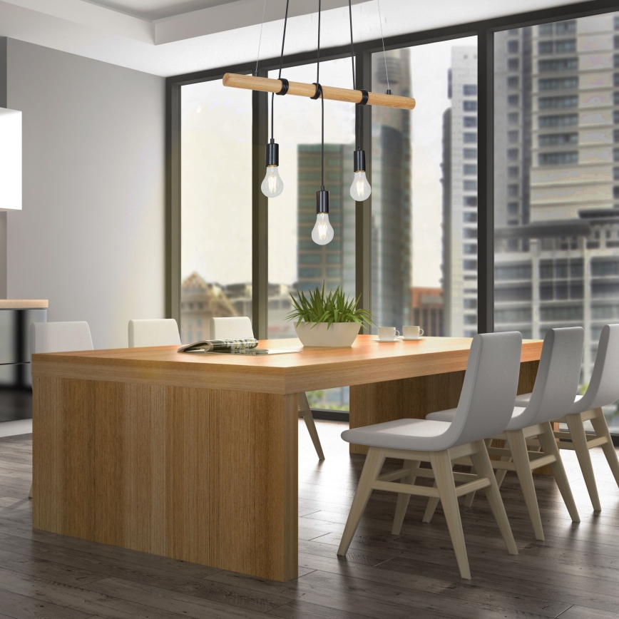 Briloner 4015035 - Candeeiro suspenso 3xE27/25W/230V árvore da borracha