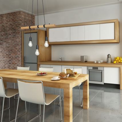 Briloner 4015035 - Candeeiro suspenso 3xE27/25W/230V árvore da borracha