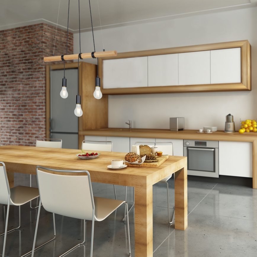 Briloner 4015035 - Candeeiro suspenso 3xE27/25W/230V árvore da borracha