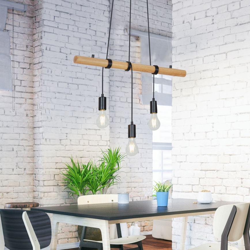 Briloner 4015035 - Candeeiro suspenso 3xE27/25W/230V árvore da borracha