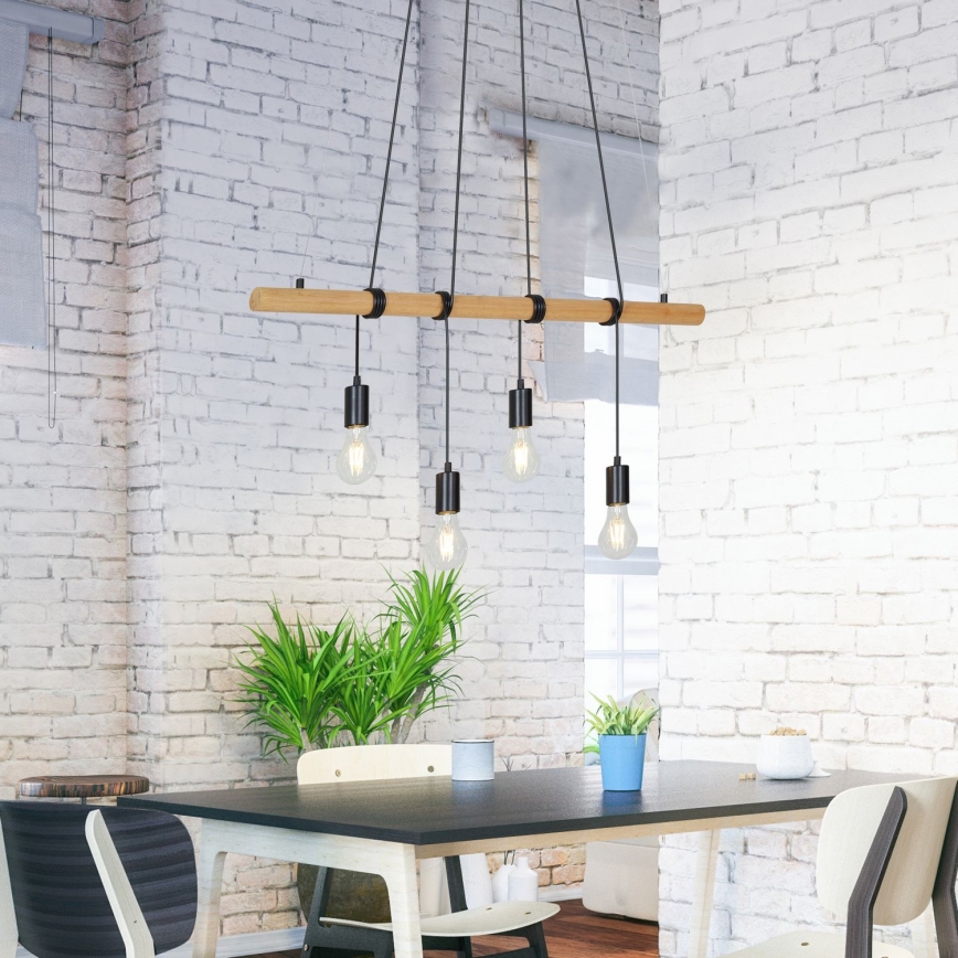 Briloner 4015045 - Candeeiro suspenso 4xE27/25W/230V árvore da borracha