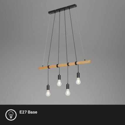 Briloner 4015045 - Candeeiro suspenso 4xE27/25W/230V árvore da borracha