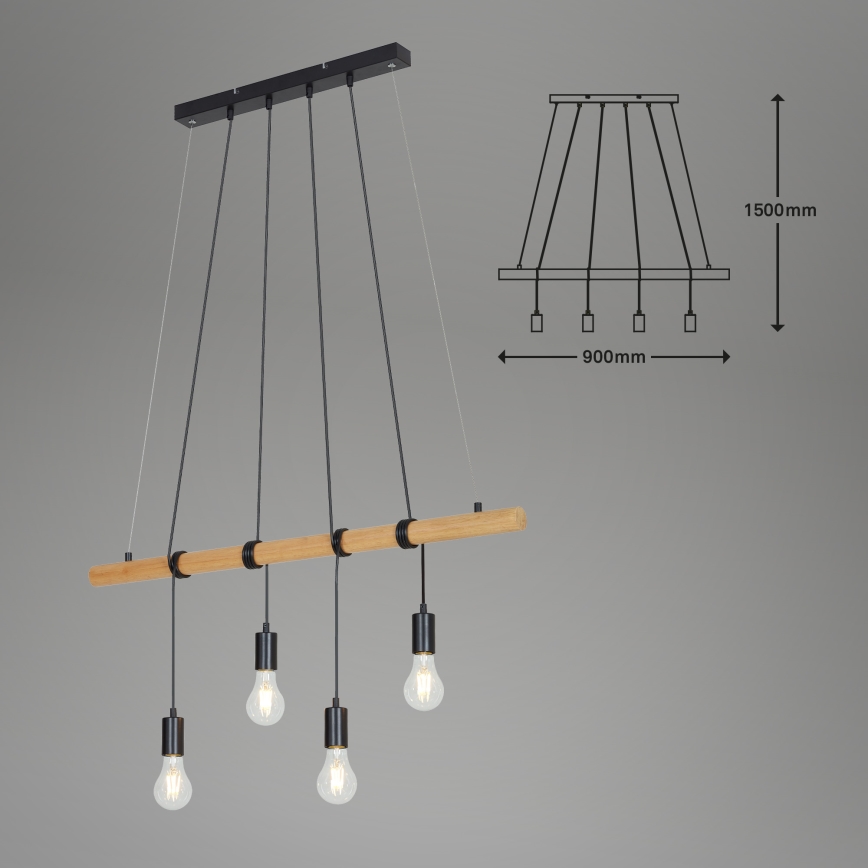 Briloner 4015045 - Candeeiro suspenso 4xE27/25W/230V árvore da borracha