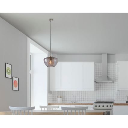 Briloner 4016-014 - Lustre suspenso com cabo SEVENTIES 1xE27/40W/230V cinzento fumado