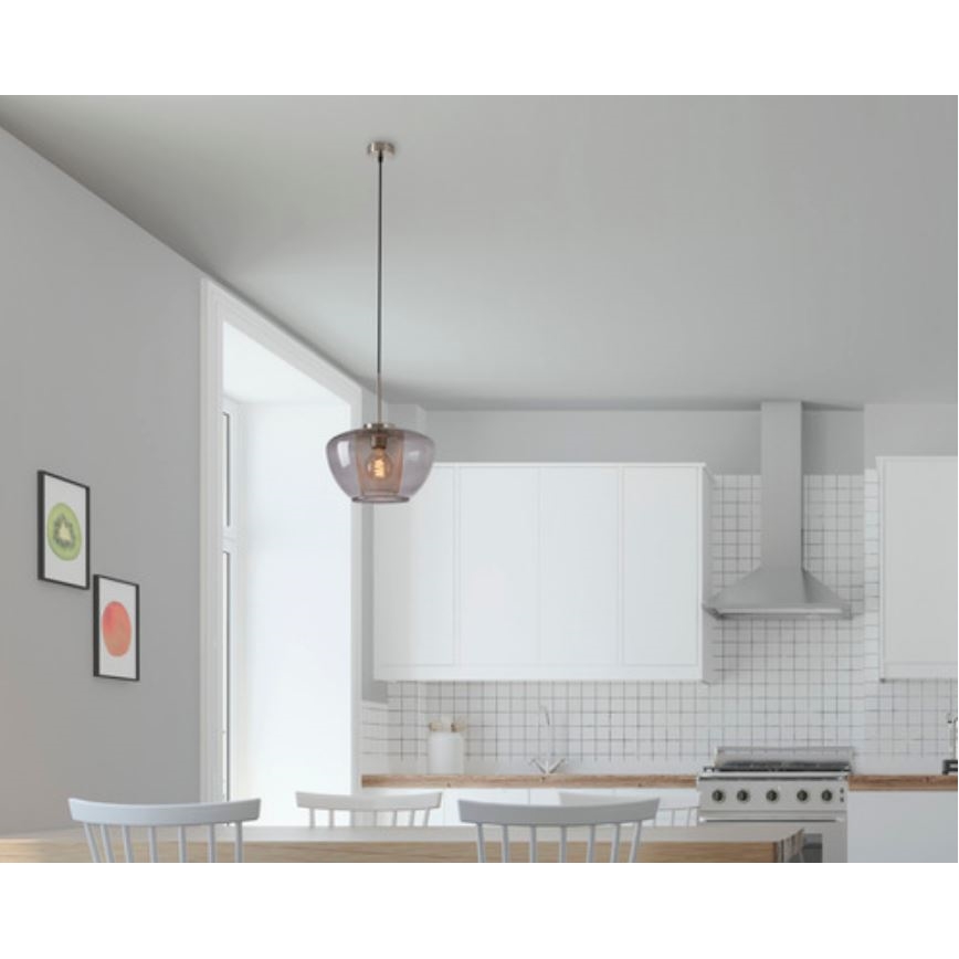 Briloner 4016-014 - Lustre suspenso com cabo SEVENTIES 1xE27/40W/230V cinzento fumado