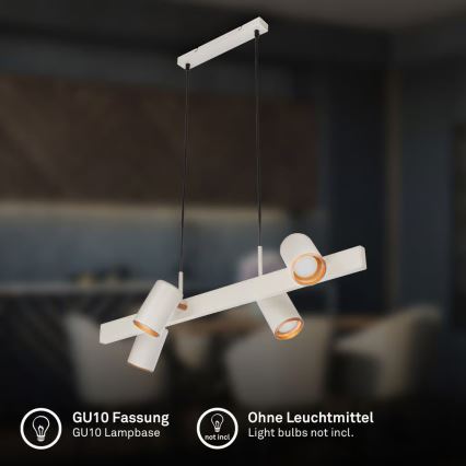 Briloner 4058044 - Lustre suspenso por cabo ERA 4xGU10/10W/230V cor creme