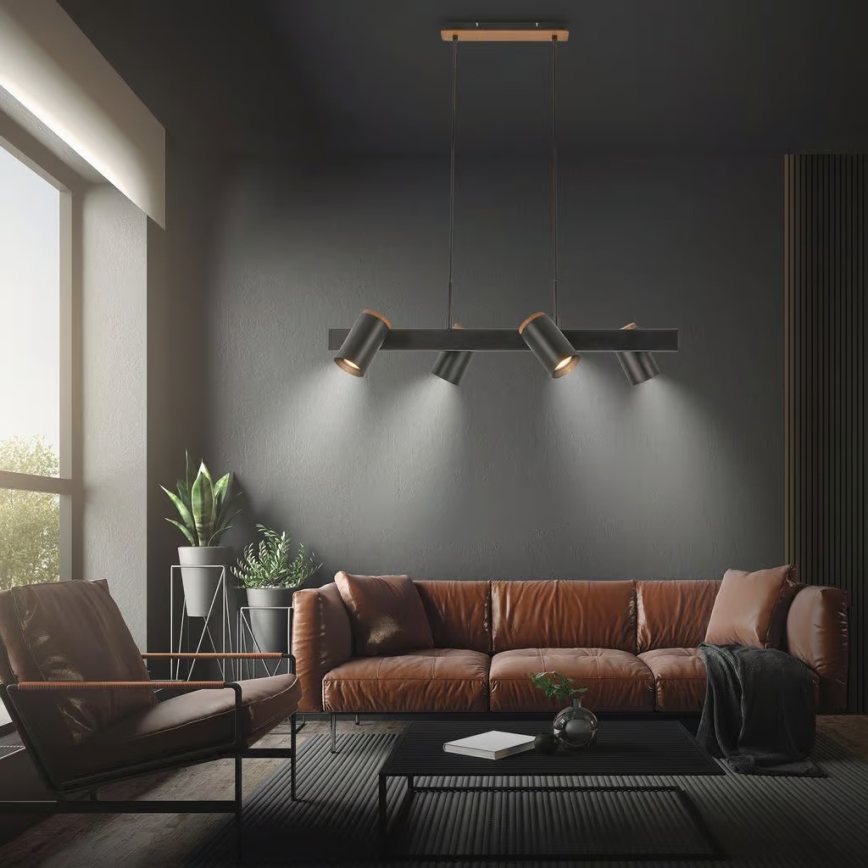 Briloner 4059045 - Lustre suspenso ERA em cabo 4xGU10/10W/230V, preto