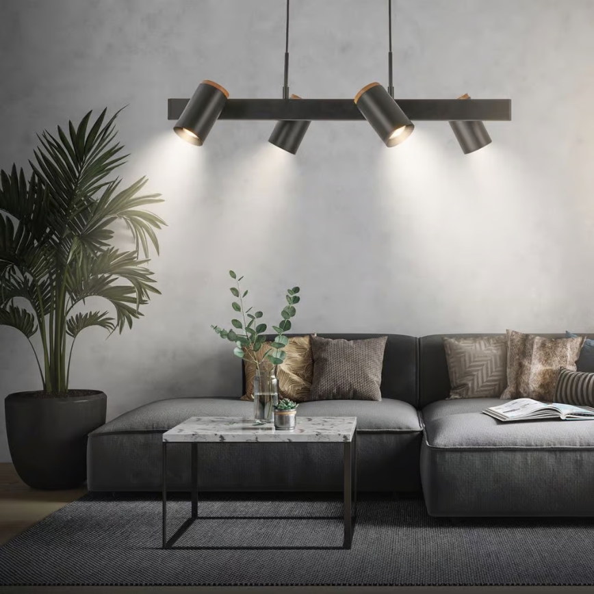 Briloner 4059045 - Lustre suspenso ERA em cabo 4xGU10/10W/230V, preto