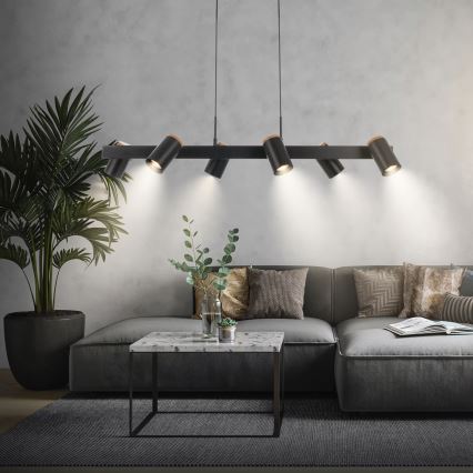 Briloner 4059065 - Lustre suspenso por cabo ERA 6xGU10/10W/230V preto
