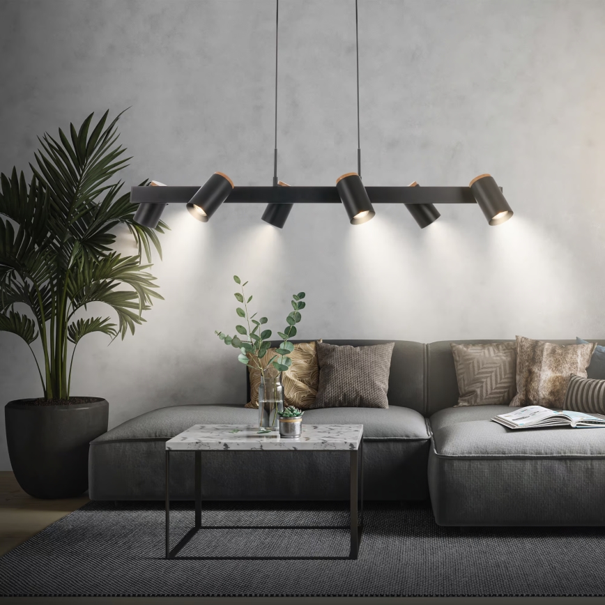 Briloner 4059065 - Lustre suspenso por cabo ERA 6xGU10/10W/230V preto