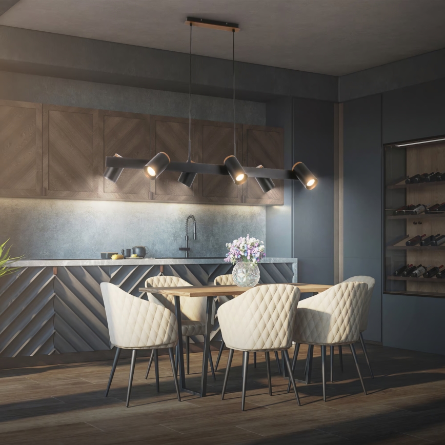 Briloner 4059065 - Lustre suspenso por cabo ERA 6xGU10/10W/230V preto