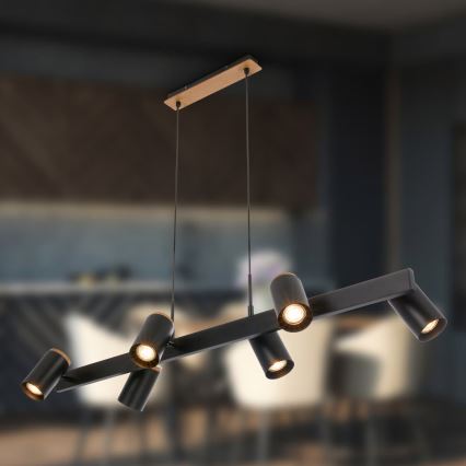 Briloner 4059065 - Lustre suspenso por cabo ERA 6xGU10/10W/230V preto