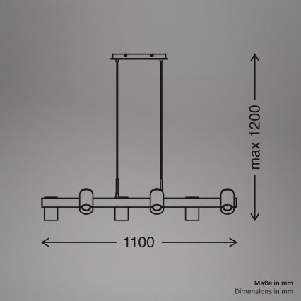 Briloner 4059065 - Lustre suspenso por cabo ERA 6xGU10/10W/230V preto