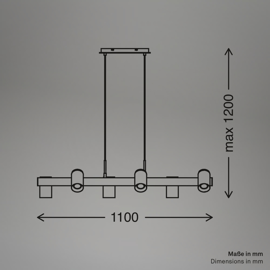 Briloner 4059065 - Lustre suspenso por cabo ERA 6xGU10/10W/230V preto