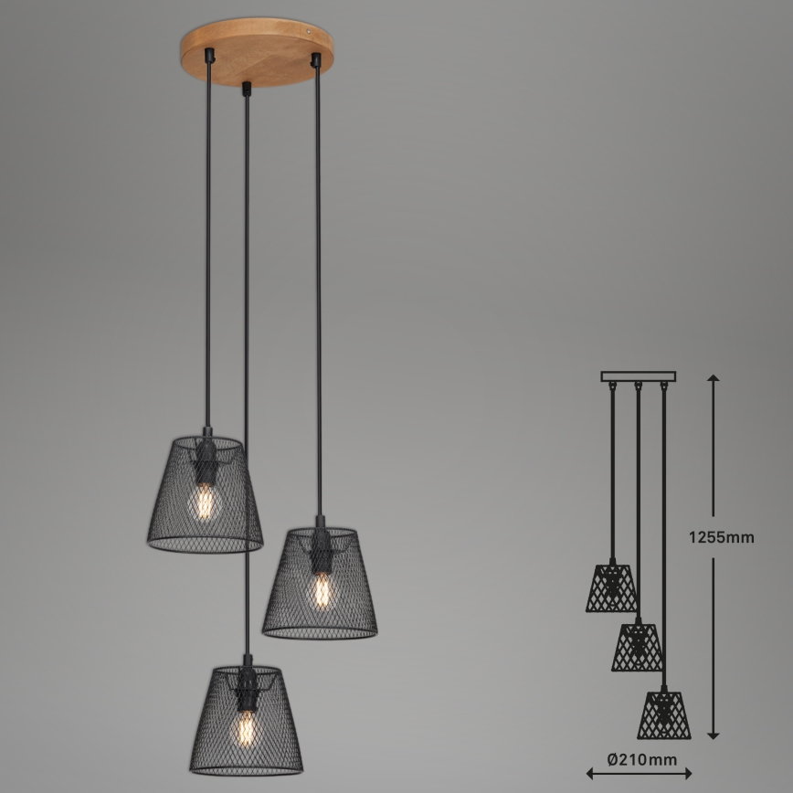 Briloner 4074-035 - Candelabro suspenso TAUNUS 3xE14/40W/230V árvore da borracha