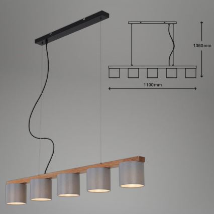 Briloner 4075-054 - Lustre suspenso RHON com cabo, 5xE14/25W/230V