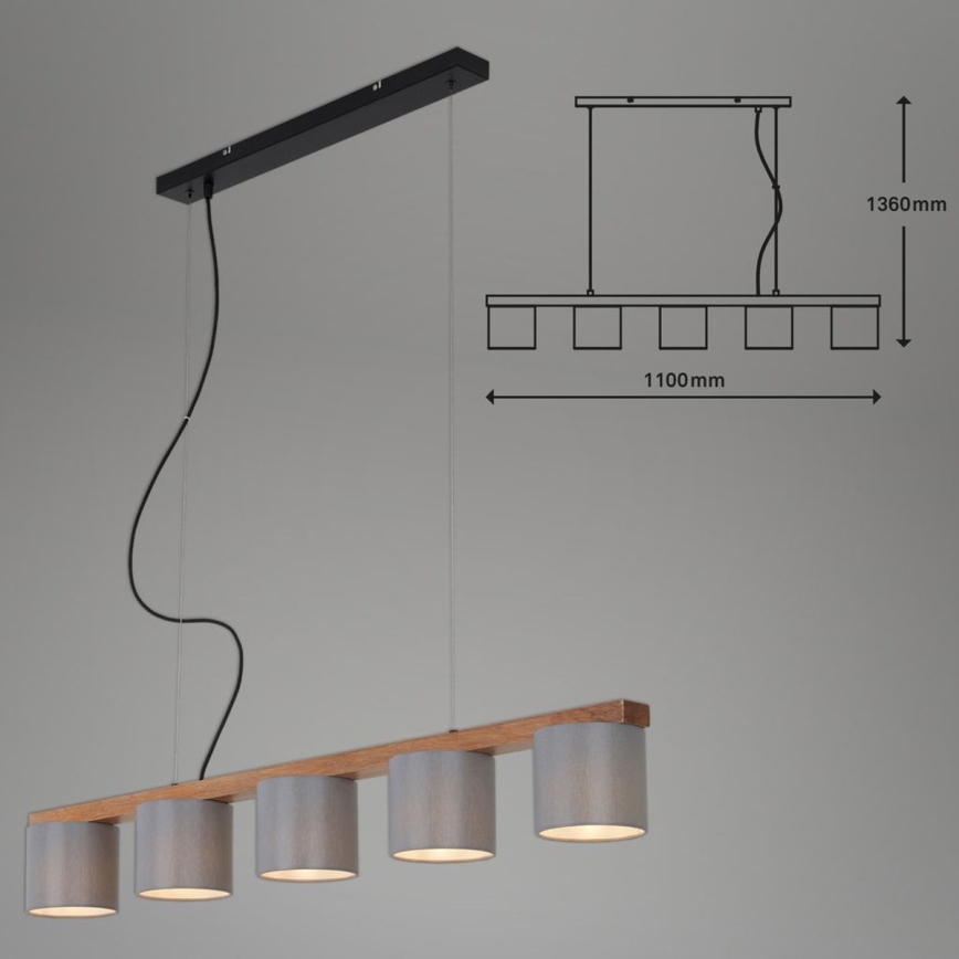 Briloner 4075-054 - Lustre suspenso RHON com cabo, 5xE14/25W/230V