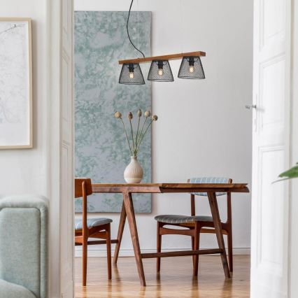 Briloner 4077-035 - Candeeiro suspenso WOOD & STYLE 3xE14/25W/230V árvore da borracha