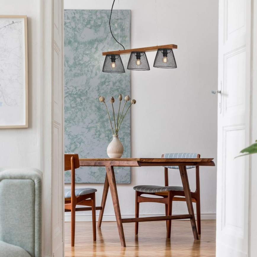 Briloner 4077-035 - Candeeiro suspenso WOOD & STYLE 3xE14/25W/230V árvore da borracha