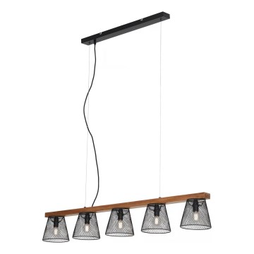 Briloner 4077-055 - Lustre suspenso por cabo WOOD & STYLE 5xE14/25W/230V em madeira de seringueira