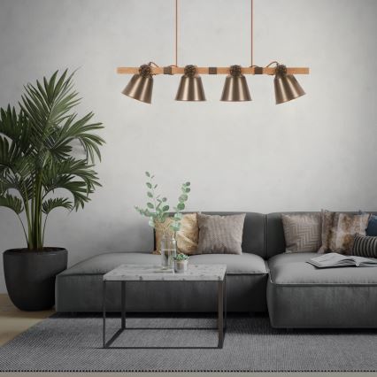 Briloner 4406-044 - Candeeiro suspenso TALE 4xE27/40W/230V castanho