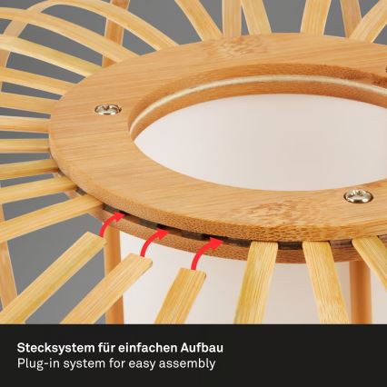 Briloner 4759011 - Candeeiro pendente com cabo 1xE27/10W/230V preto/bambu