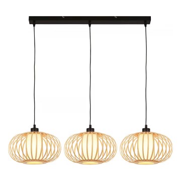 Briloner 4759031 - Lustre suspenso com cabo 3xE27/10W/230V preto/bambu