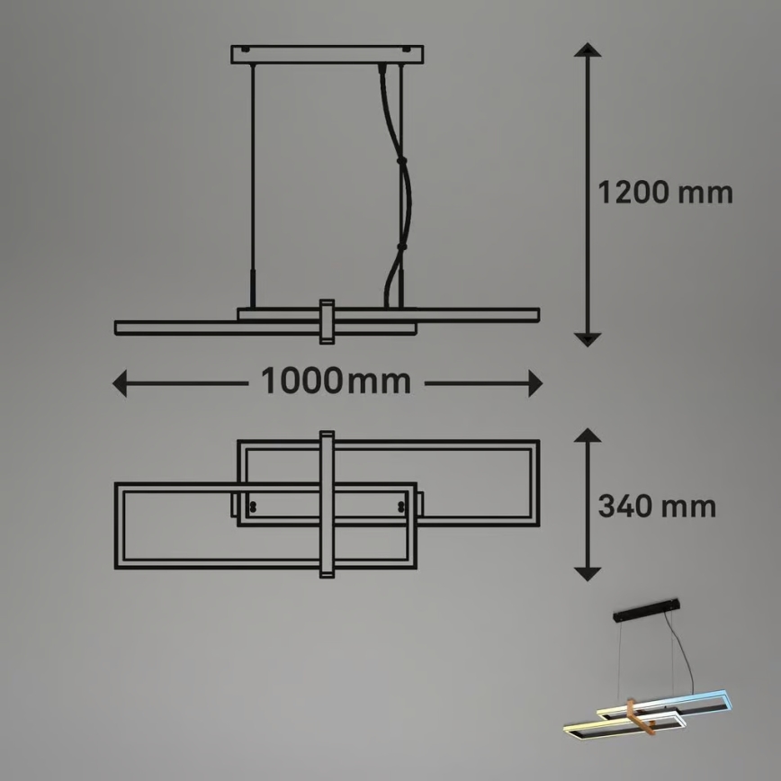 Briloner 4768015 - Lustre dimmável suspenso por cabo LED/44W/230V 2700-6500K 100 cm + comando remoto