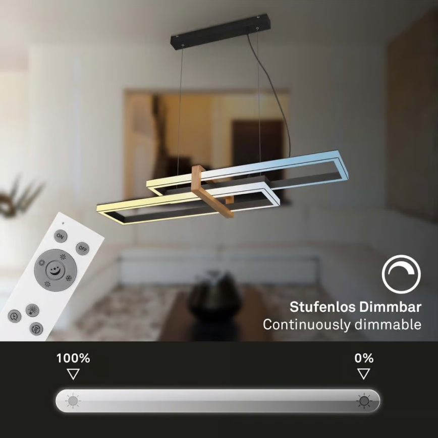 Briloner 4768015 - Lustre pendente LED dimerizável com cabo LED/44W/230V 2700-6500K + controlo remoto