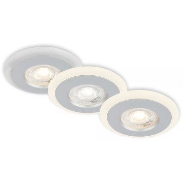 Briloner 7039034 - Conjunto de 3 luminárias de embutir para casa de banho 3xLED/5W/230V IP44 cromado mate