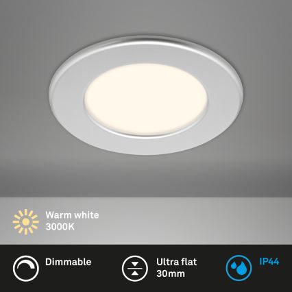 Briloner 7049014 - Luminária LED embutida dimerizável para casa de banho LED/6W/230V 3000K IP44 acabamento cromado mate