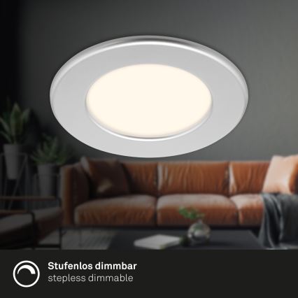 Briloner 7049014 - Luminária LED embutida dimerizável para casa de banho LED/6W/230V 3000K IP44 acabamento cromado mate