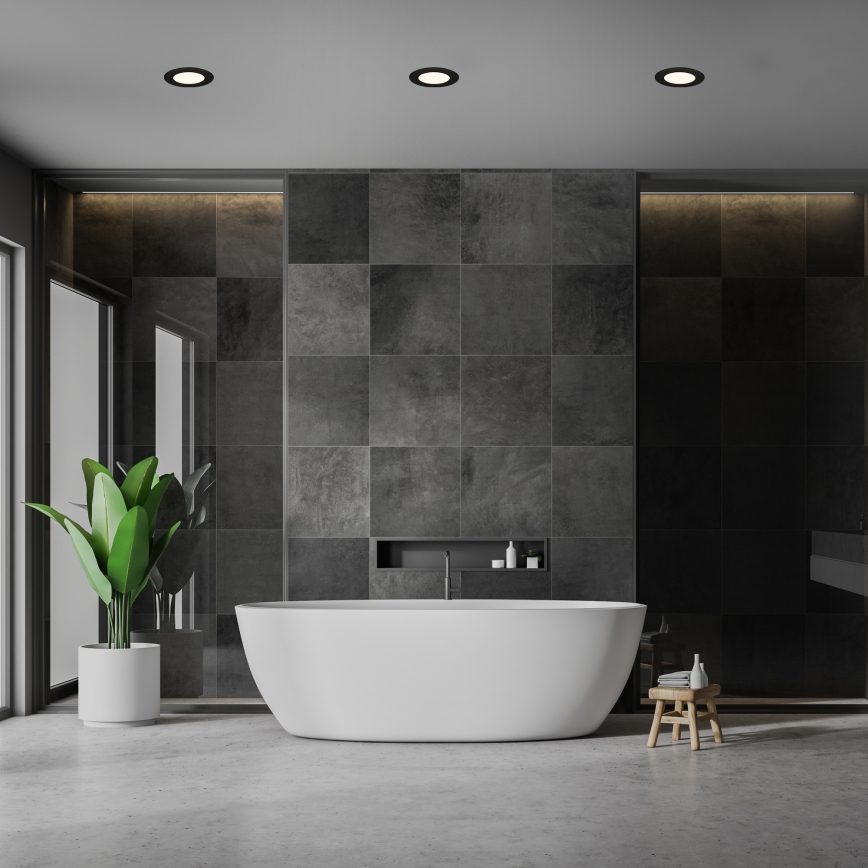 Briloner 7049015 - Luminária de embutir LED dimerizável para banheiro LED/6W/230V 3000K IP44 preta