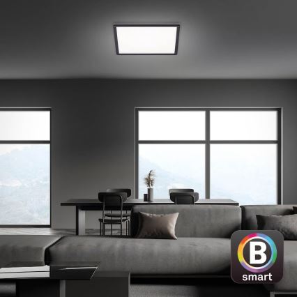 Briloner 7060-015 - Painel de sobrepor LED dimerizável SLIM LED/22W/230V 2700-6500K 42x42 cm preto Wi-Fi Tuya + comando remoto