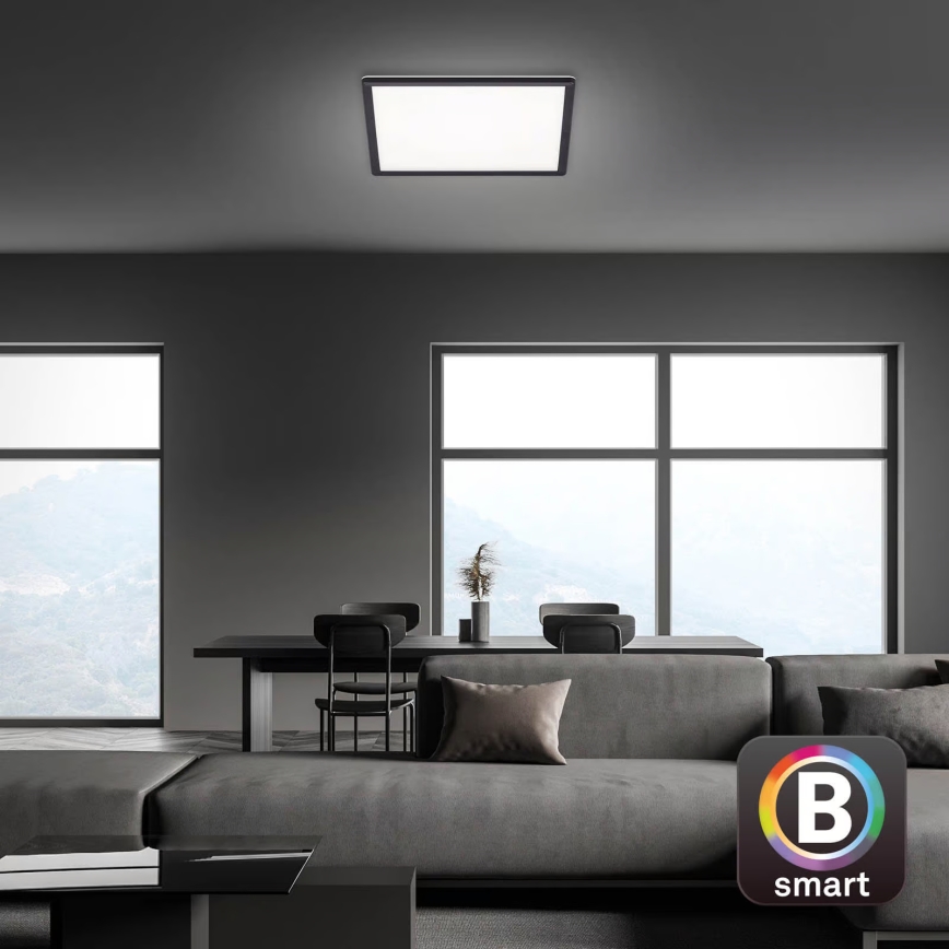 Briloner 7060-015 - Painel de sobrepor LED dimerizável SLIM LED/22W/230V 2700-6500K 42x42 cm preto Wi-Fi Tuya + comando remoto