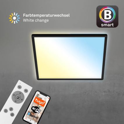 Briloner 7060-015 - Painel de sobrepor LED dimerizável SLIM LED/22W/230V 2700-6500K 42x42 cm preto Wi-Fi Tuya + comando remoto