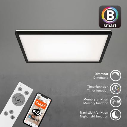 Briloner 7060-015 - Painel de sobrepor LED dimerizável SLIM LED/22W/230V 2700-6500K 42x42 cm preto Wi-Fi Tuya + comando remoto